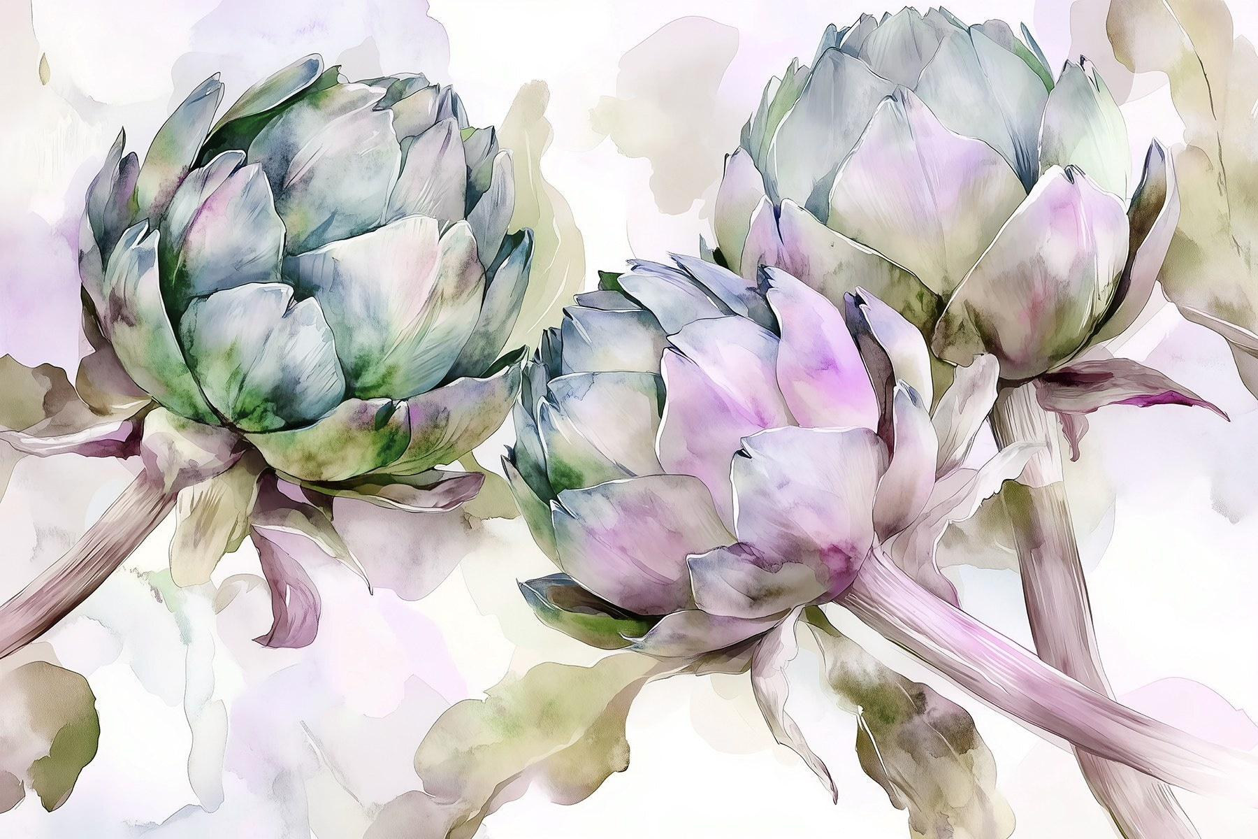Art artichokes on a white background