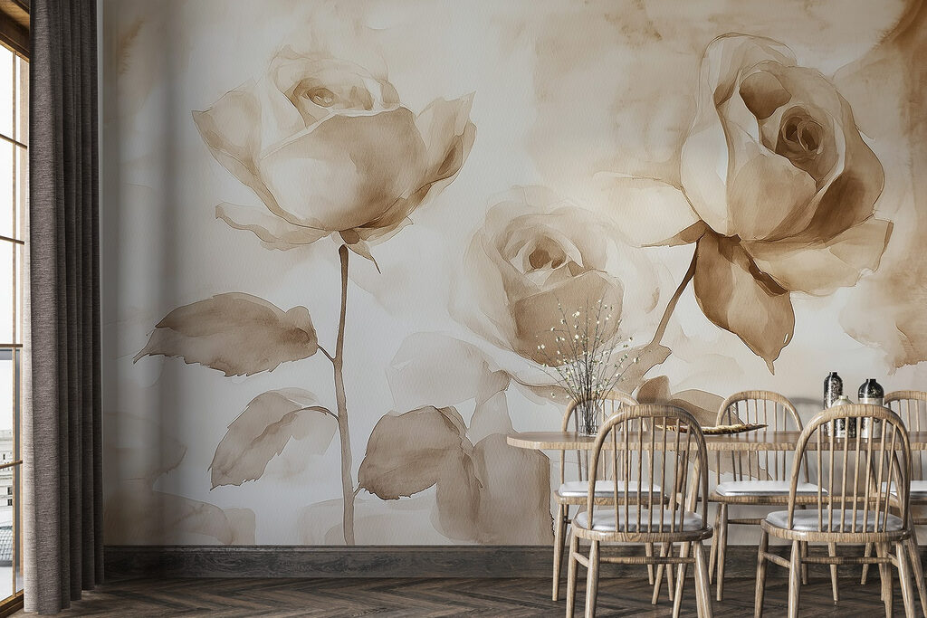 Painting of roses with leaves Painting of roses with leaves