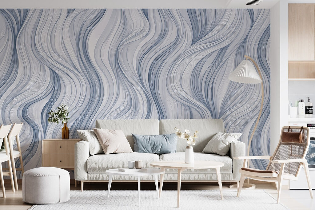 White and blue wavy pattern