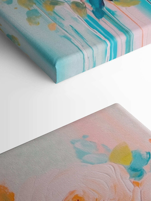 Painting of flowers on a blue surface Painting of flowers on a blue surface