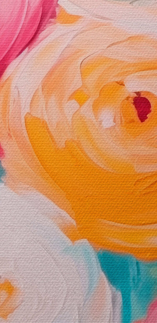 Painting of flowers on a blue surface Painting of flowers on a blue surface