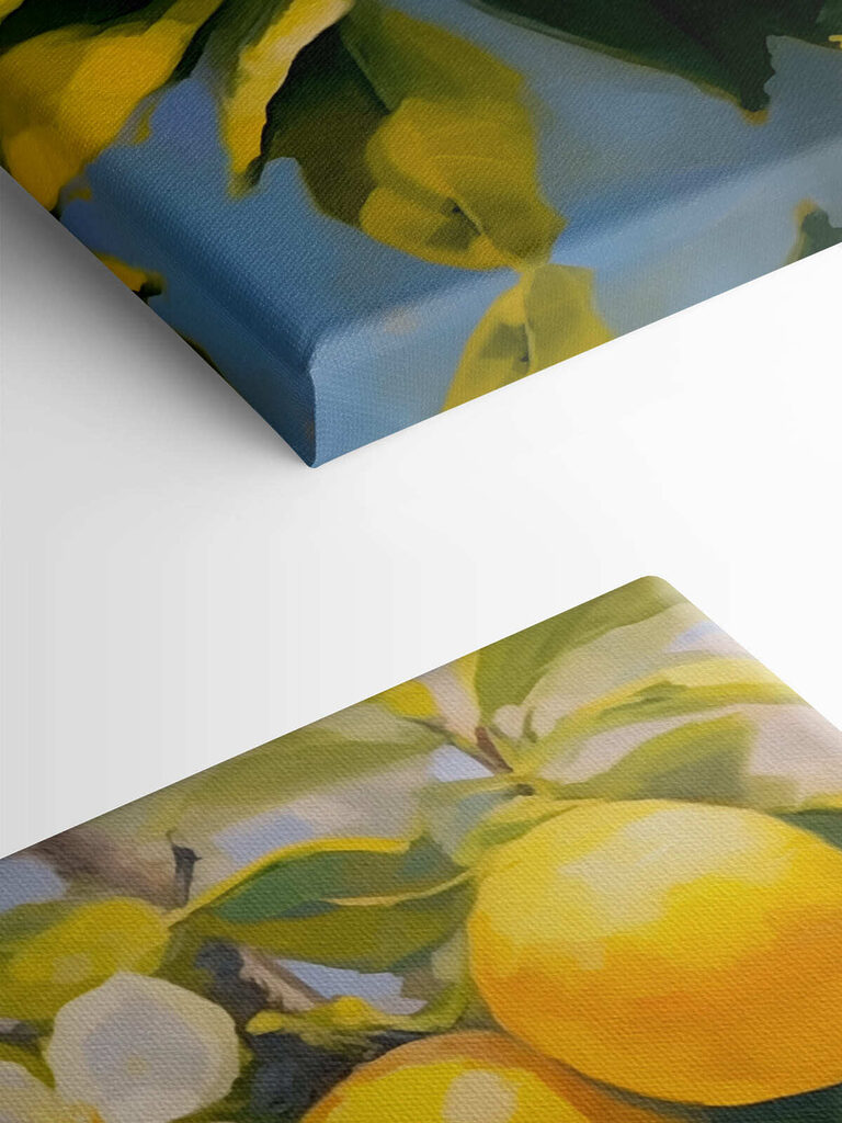 Painting of lemons and flowers on a tree Painting of lemons and flowers on a tree