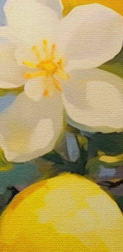 Painting of lemons and flowers on a tree Painting of lemons and flowers on a tree