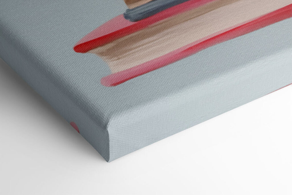 Painting of a stack of books with flowers on top