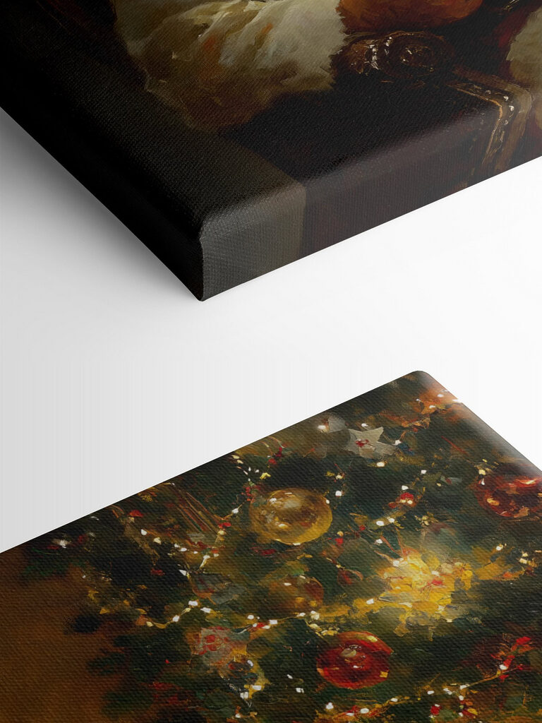 Painting of a santa reading a book