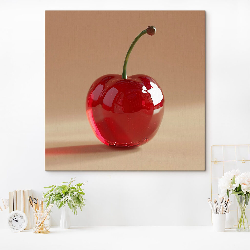 Red cherry with a stem
