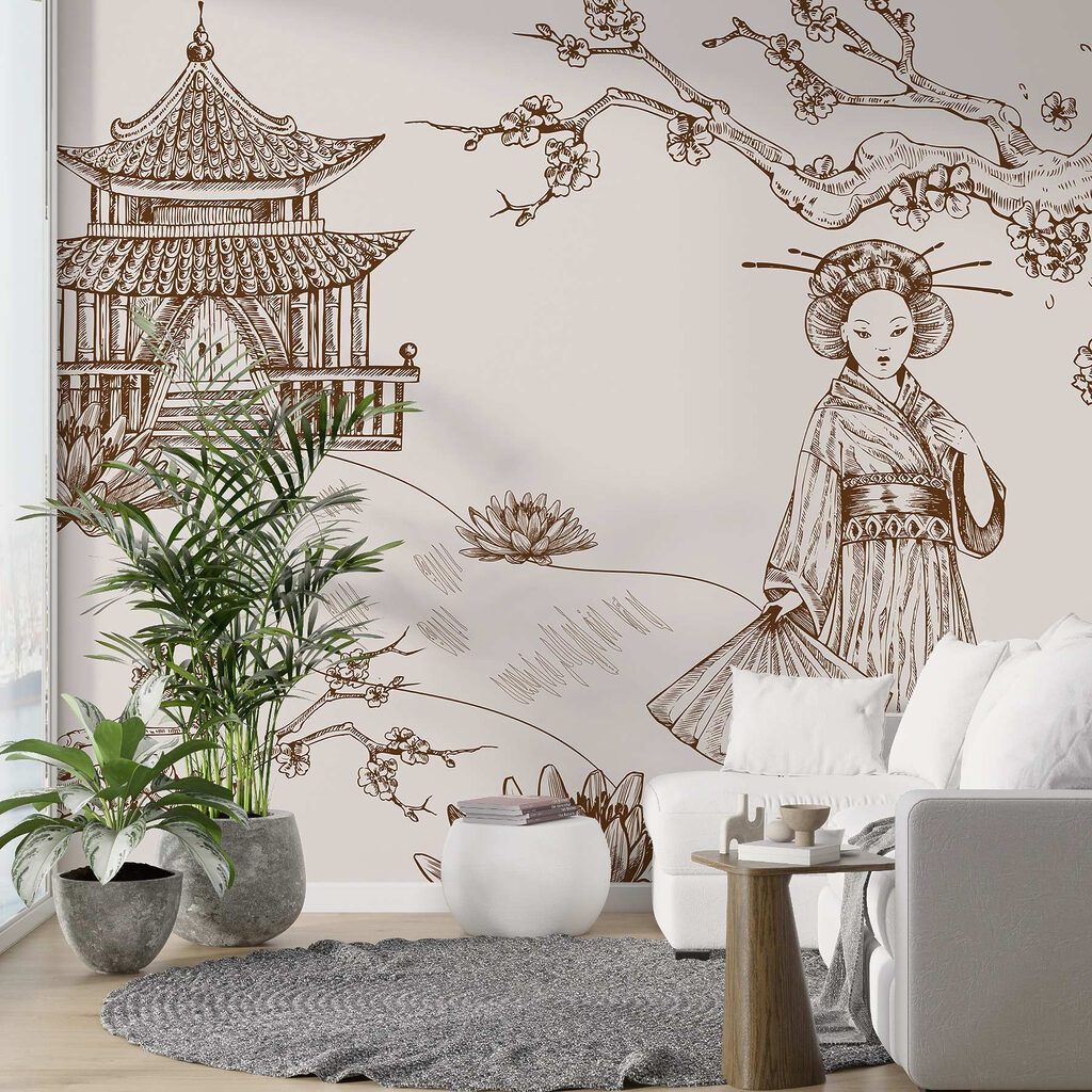 Drawing of a woman in a kimono Drawing of a woman in a kimono
