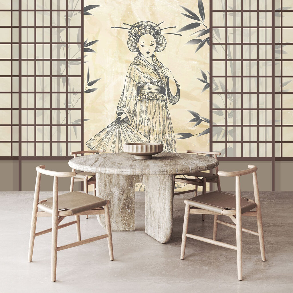 Drawing of a woman in a kimono