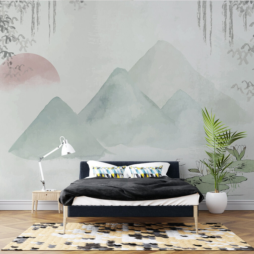 Painting of mountains and water
