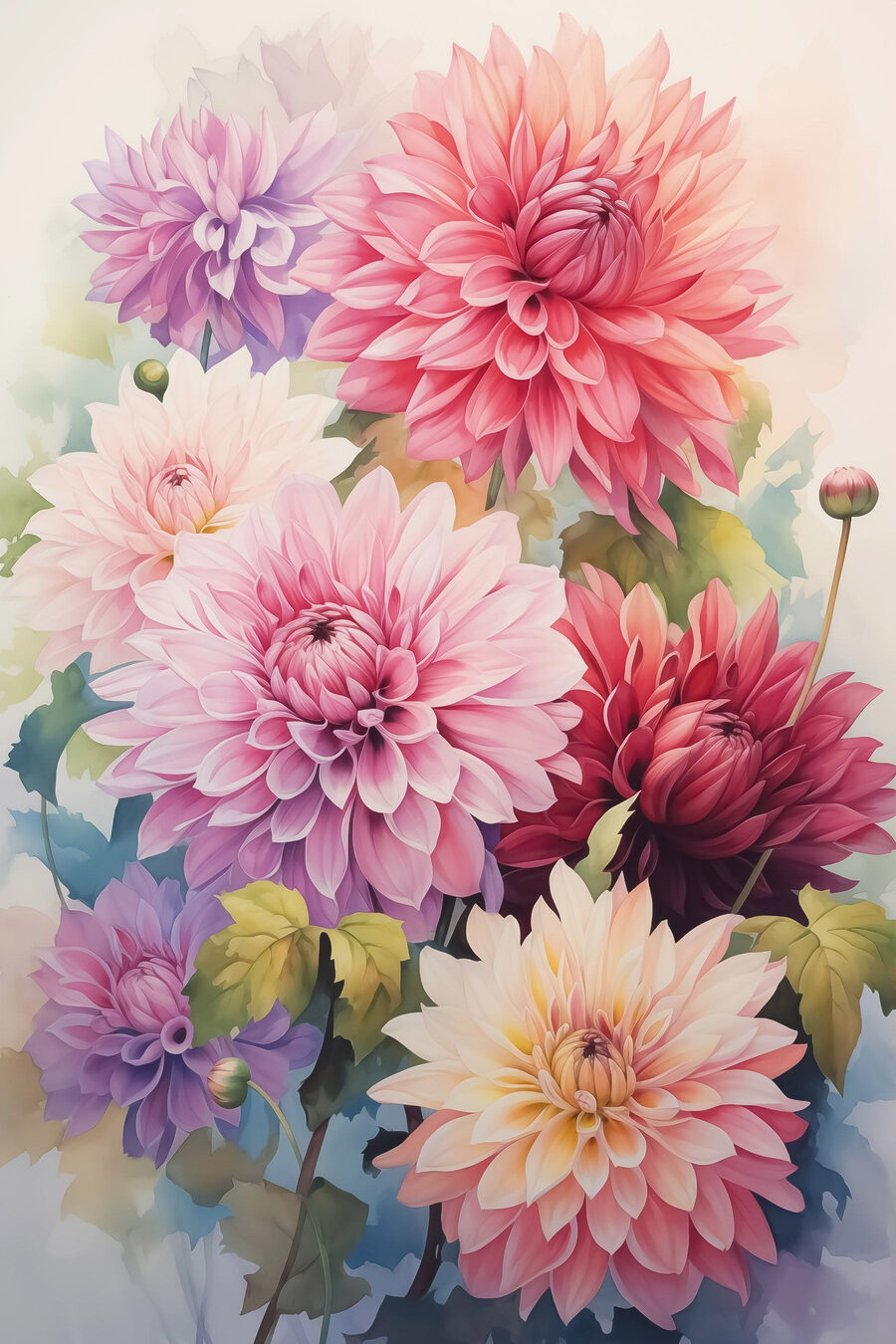 Painting of flowers on a white surface Painting of flowers on a white surface