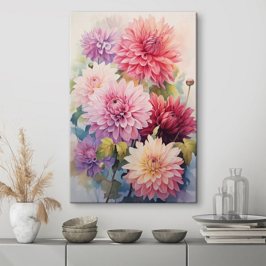 Painting of flowers on a white surface Painting of flowers on a white surface