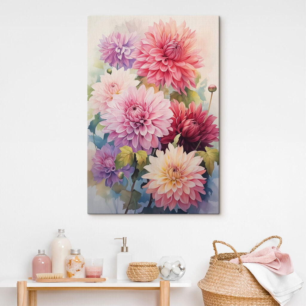 Painting of flowers on a white surface