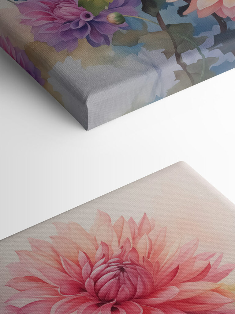 Painting of flowers on a white surface