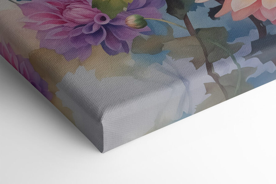 Painting of flowers on a white surface Painting of flowers on a white surface