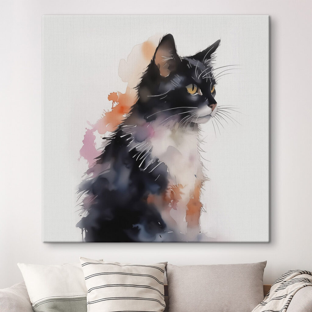 Cat with a white and black face