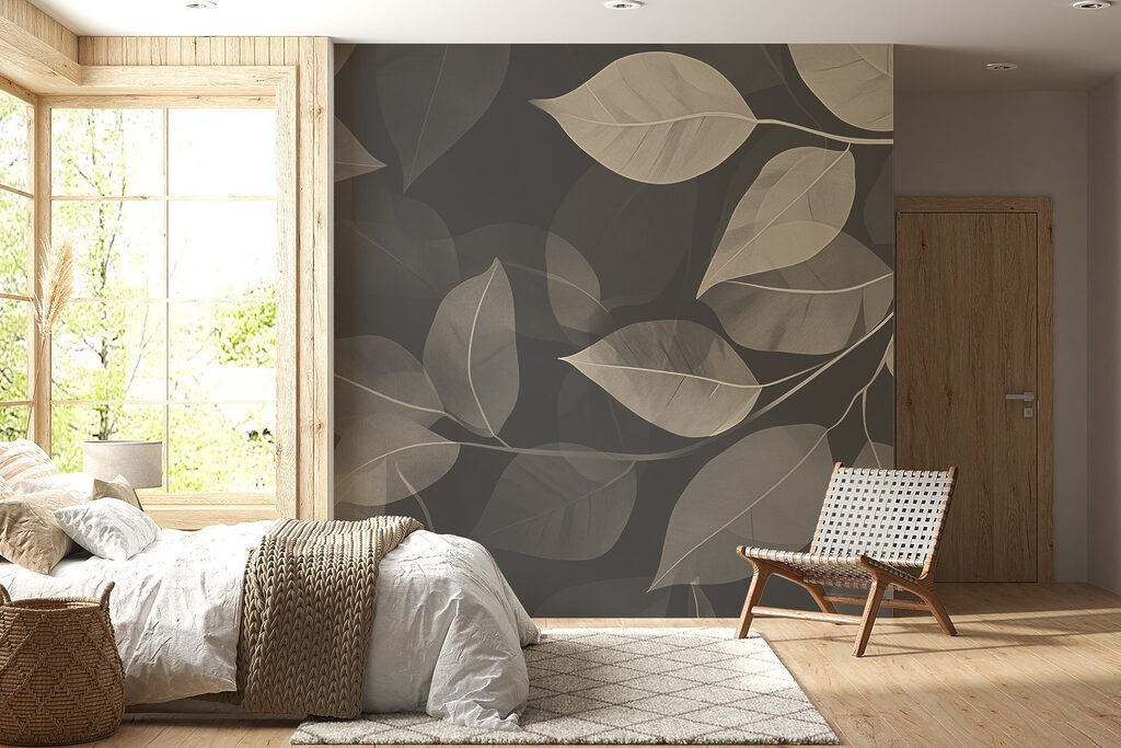 Soft leaves on dark canvas background Soft leaves on dark canvas background