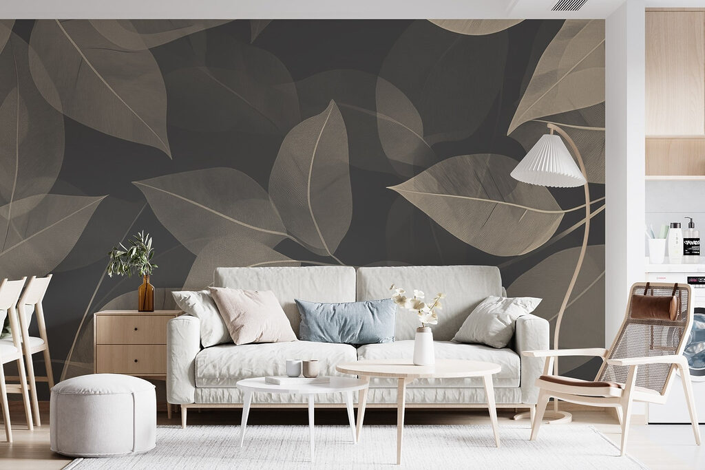 Soft leaves on dark canvas background Soft leaves on dark canvas background