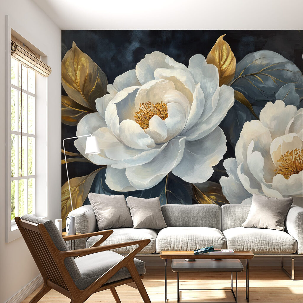 Elegant blooms against dark background