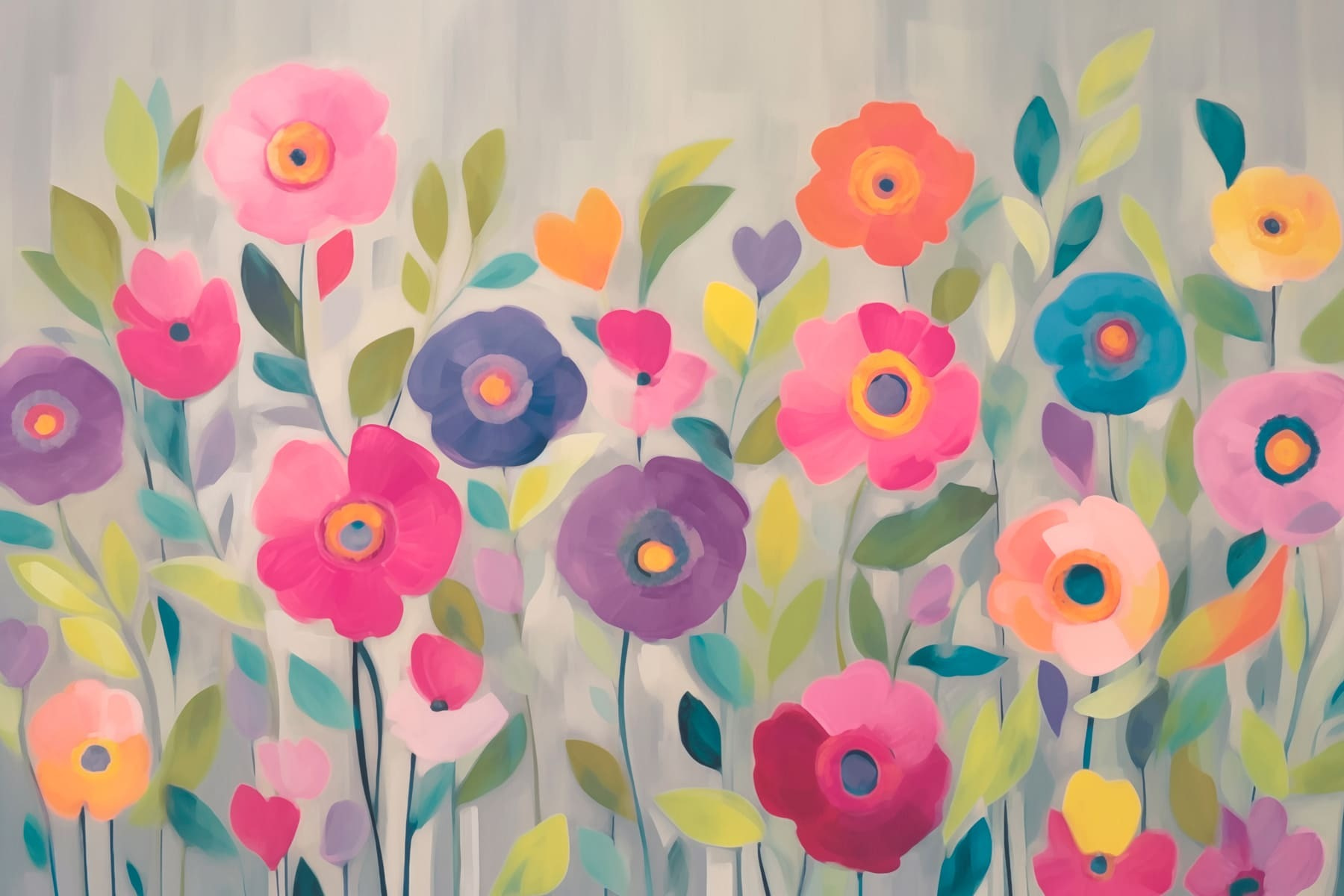 Painting of flowers and leaves