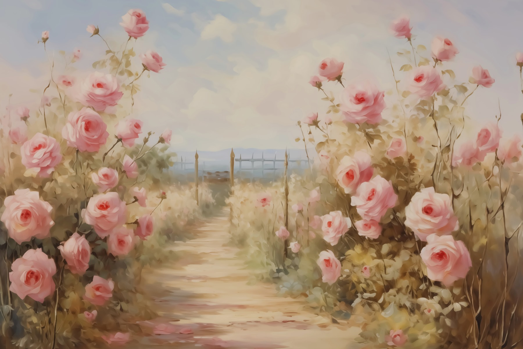 Painting of pink roses Painting of pink roses