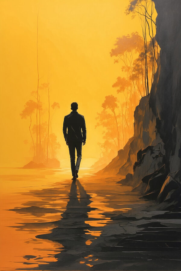 Man walking on a beach Man walking on a beach