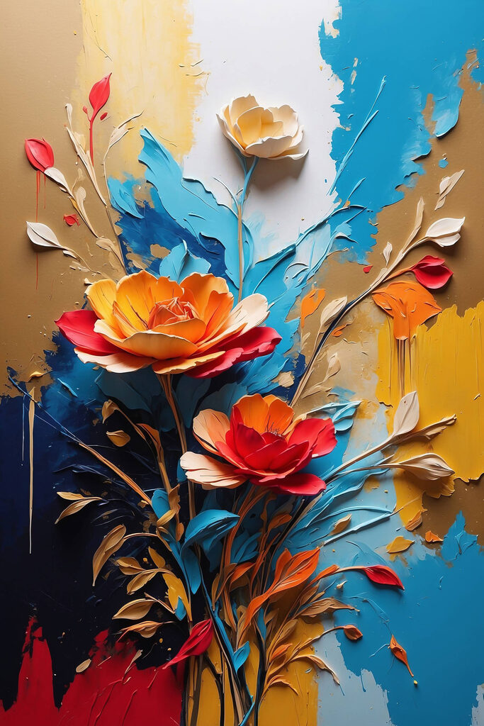 Painting of flowers and leaves Painting of flowers and leaves