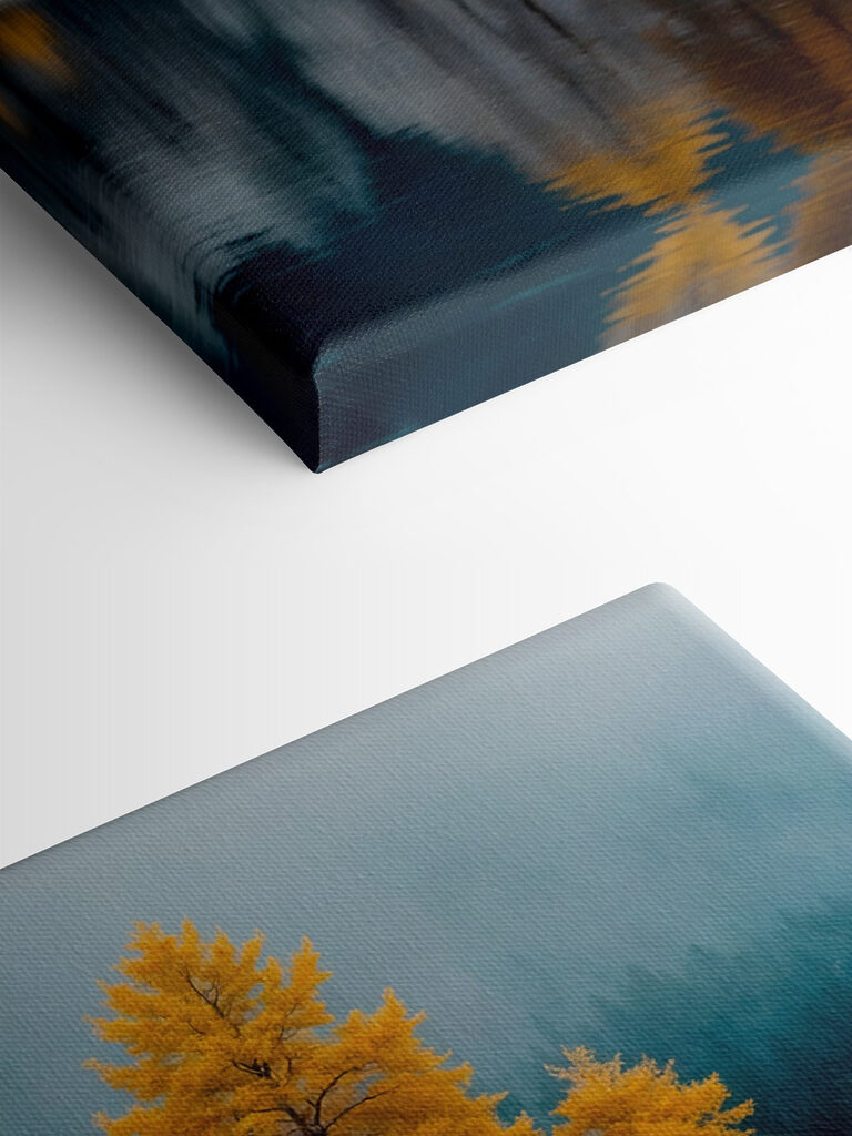 Lake with trees and snow