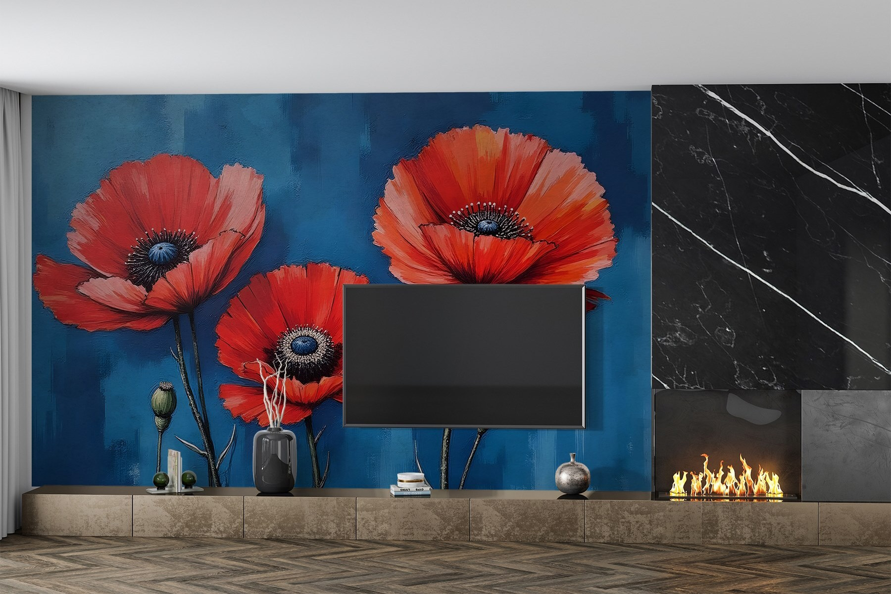 Painting of red flowers