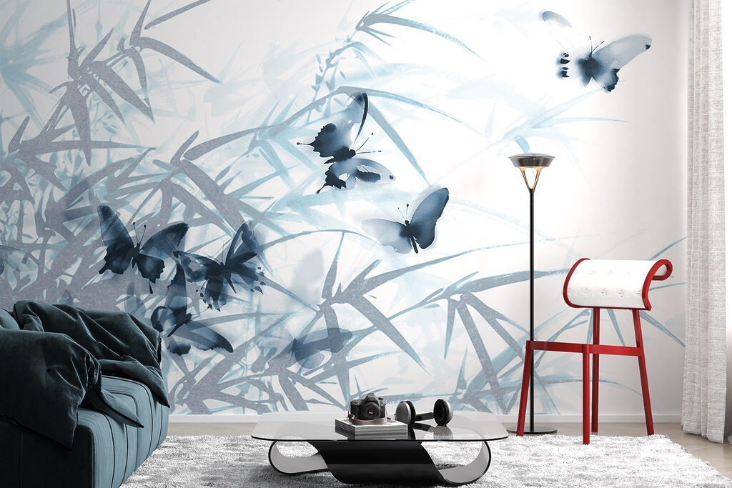 Butterflies on a white background