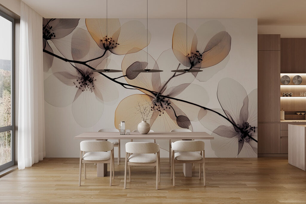 Transparent flowers on a branch Transparent flowers on a branch