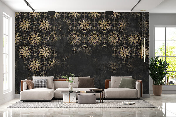 Фотошпалери Складні візерунки на темному тлі (Артикул: w02551) Фотошпалери Фотошпалери Складні візерунки на темному тлі (Артикул: w02551)