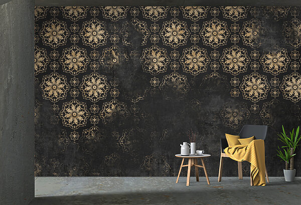 Intricate patterns on a dark background