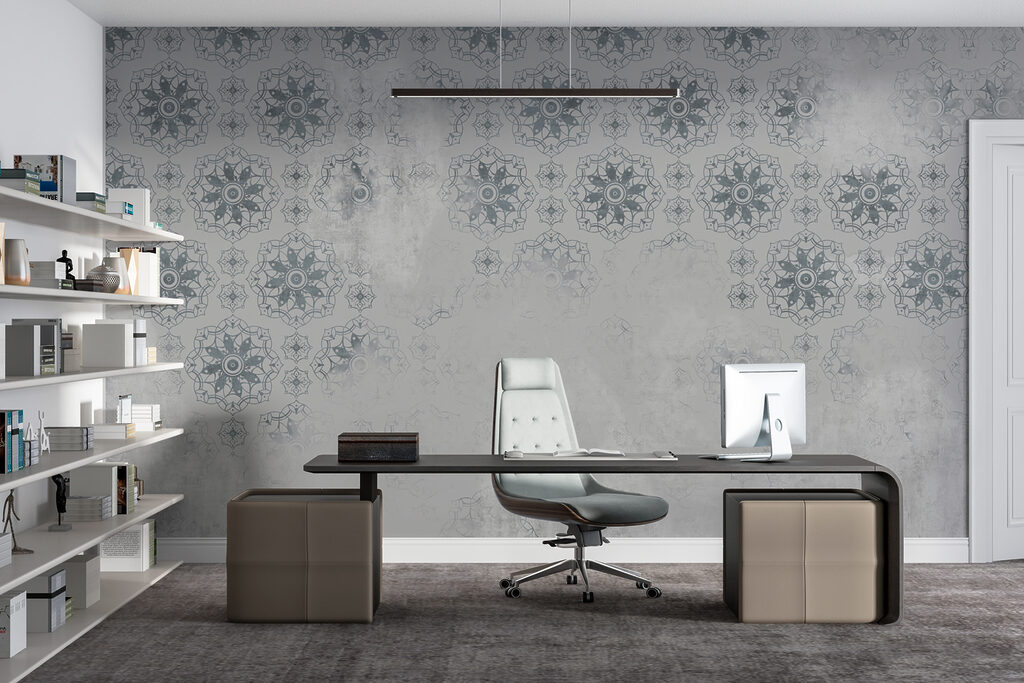 Grey and white wallpaper with a pattern