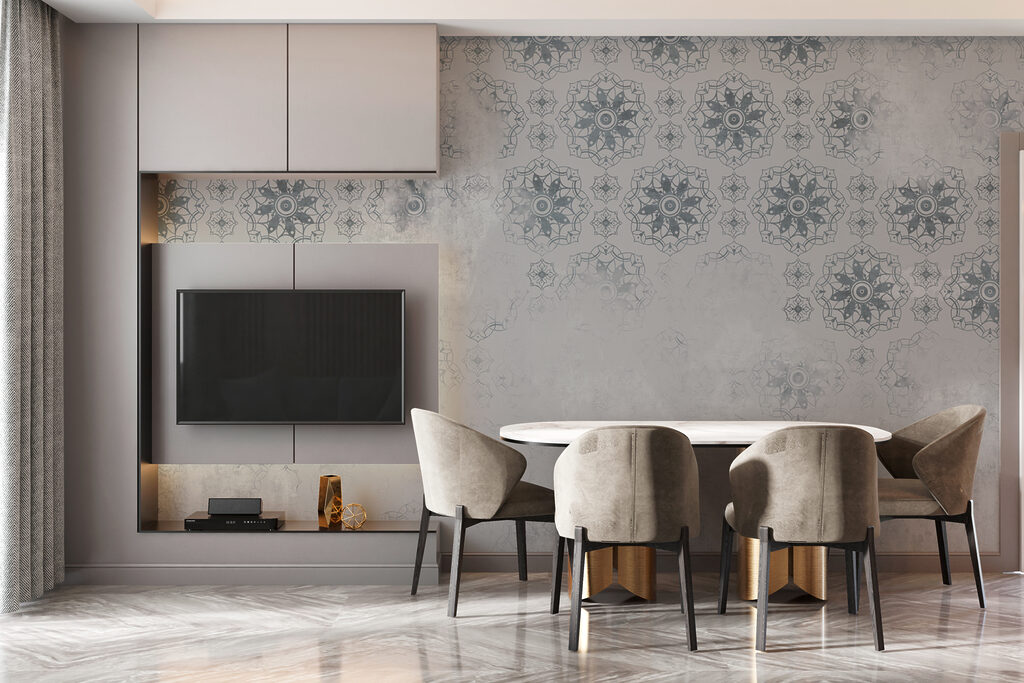 Grey and white wallpaper with a pattern