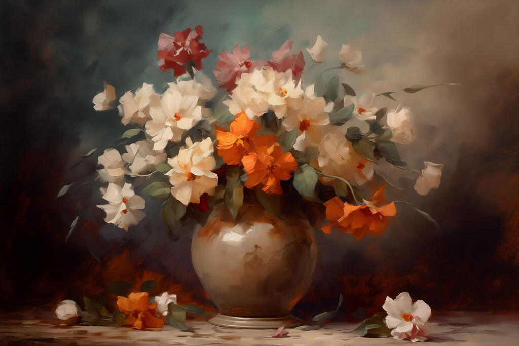 Painting of flowers in a vase Painting of flowers in a vase