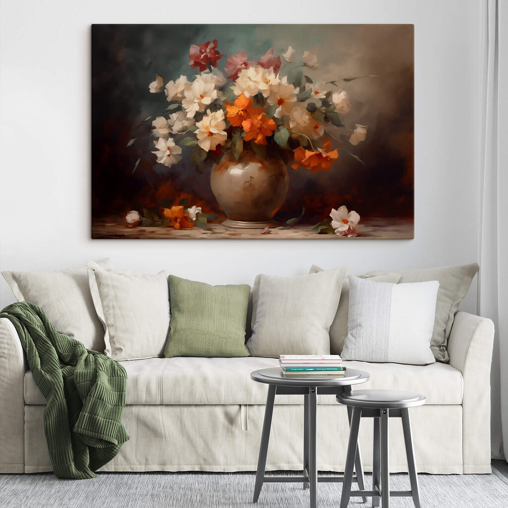 Painting of flowers in a vase Painting of flowers in a vase