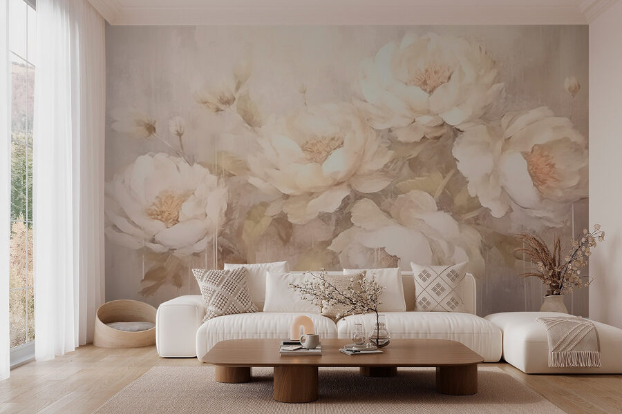 Painting of white flowers Painting of white flowers