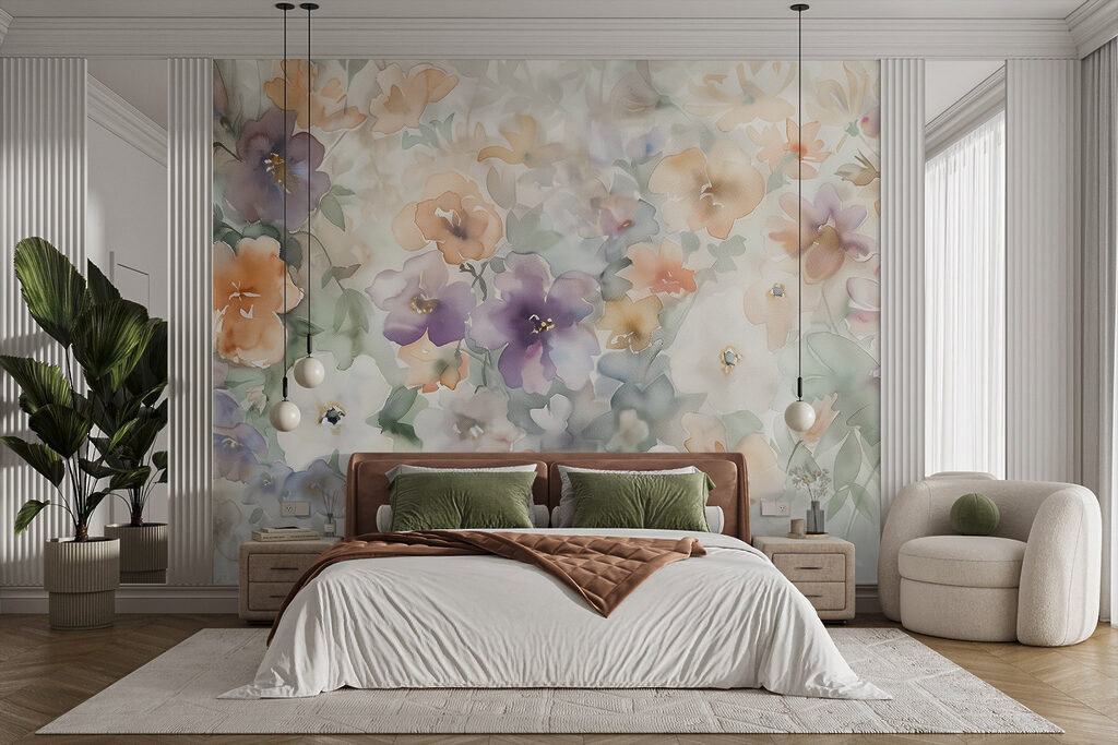 Painting of flowers on a white surface