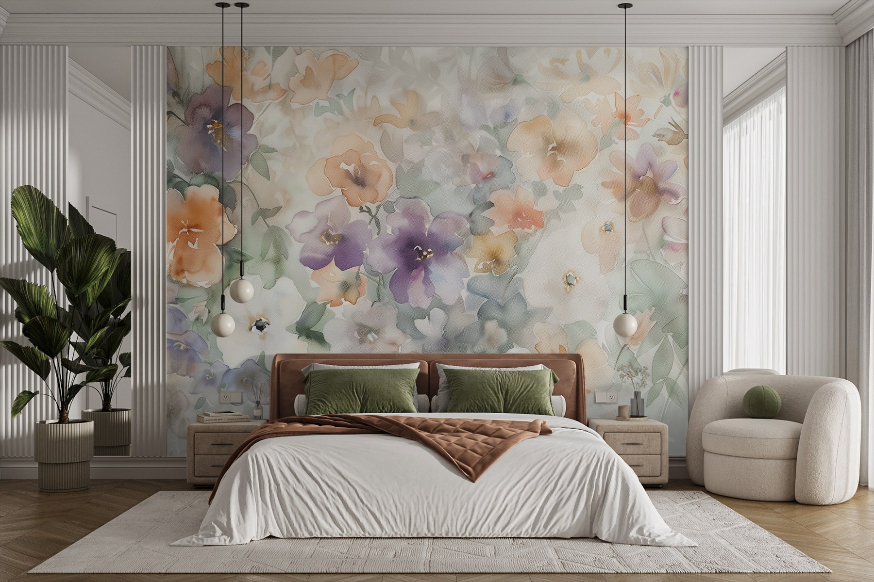 Painting of flowers on a white surface