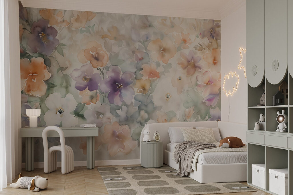 Painting of flowers on a white surface