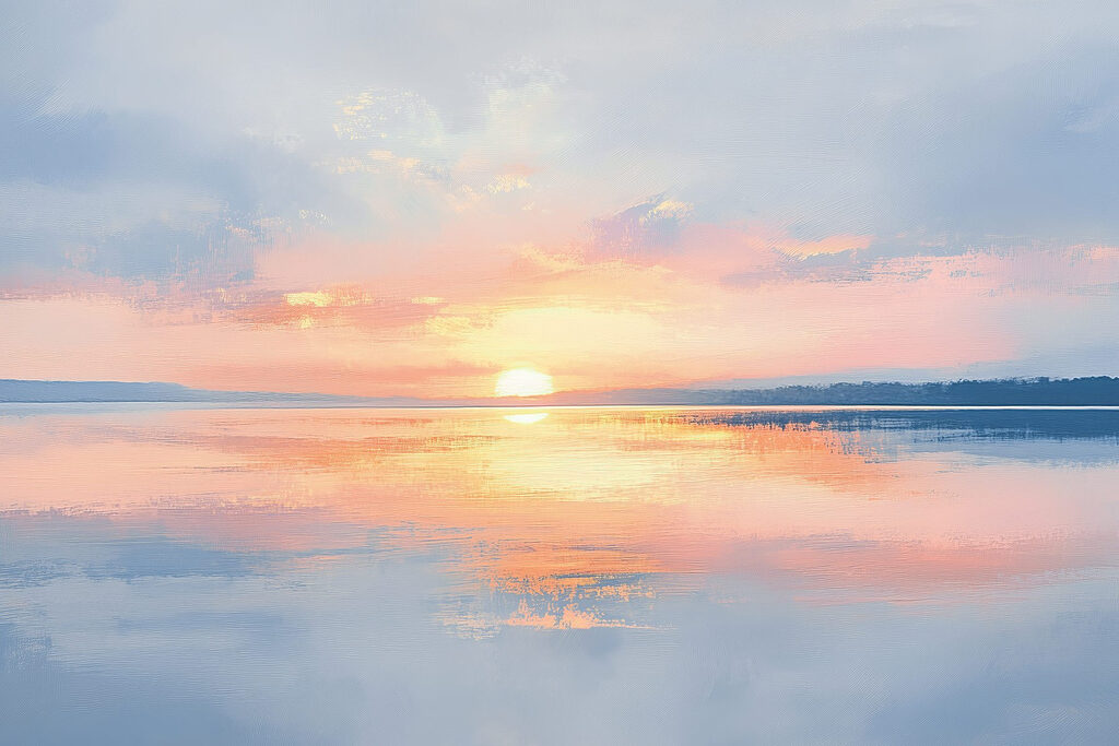 Sunset over a body of water