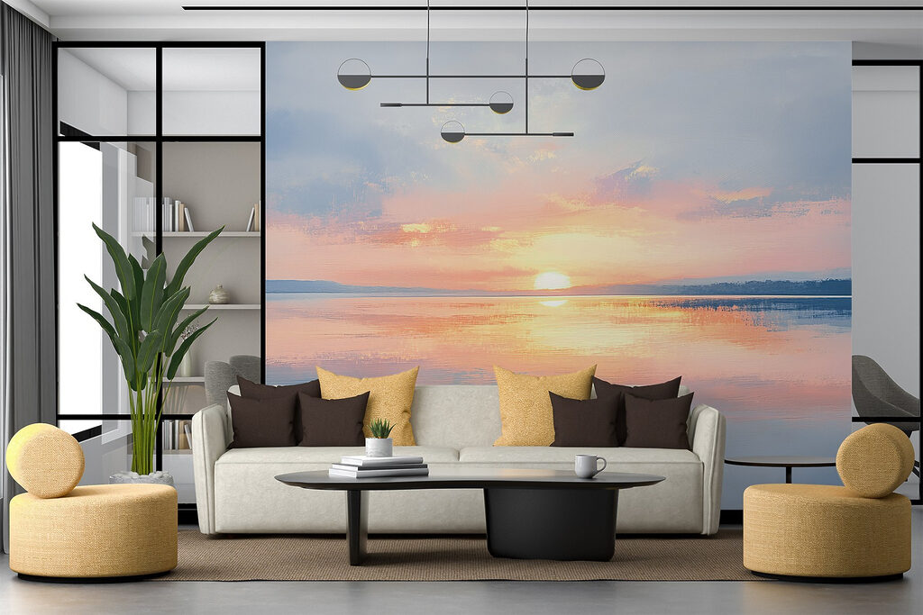 Sunset over a body of water