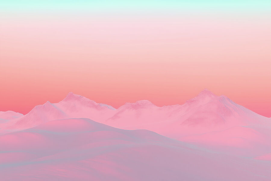 Pink and blue sky over a snowy mountain range Pink and blue sky over a snowy mountain range
