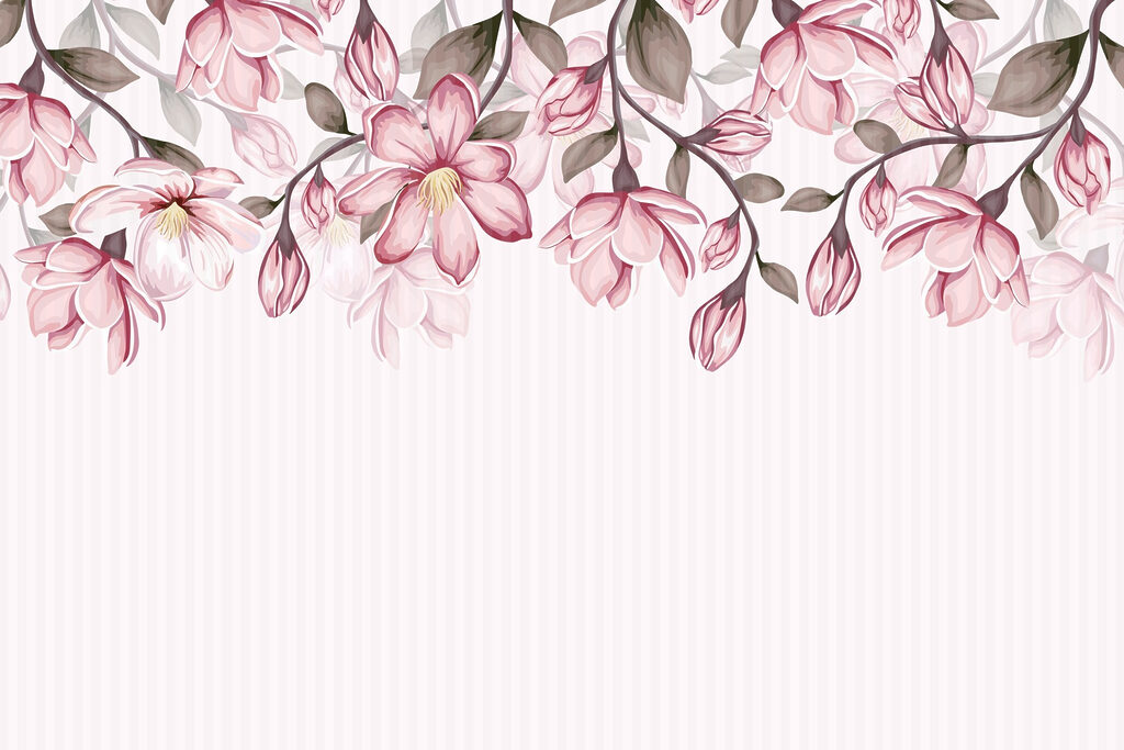 Pink flowers on a white background
