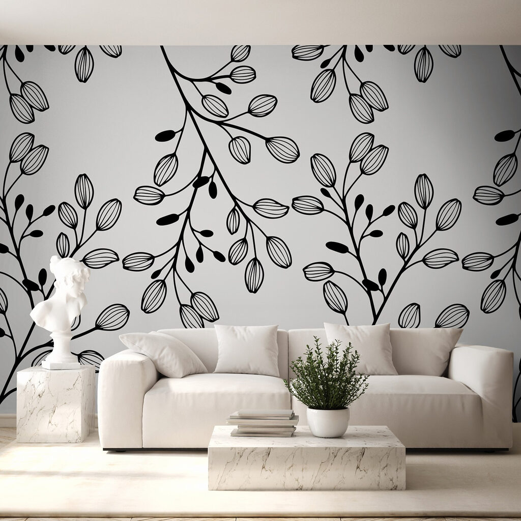 Pattern of black and white leaves Pattern of black and white leaves