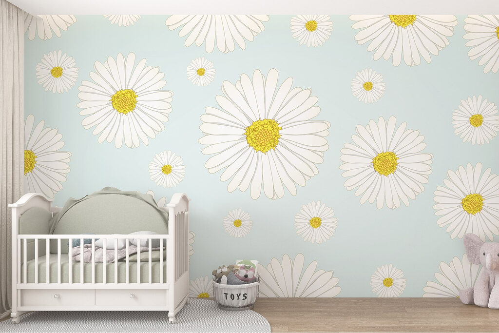 Pattern of white and yellow flowers