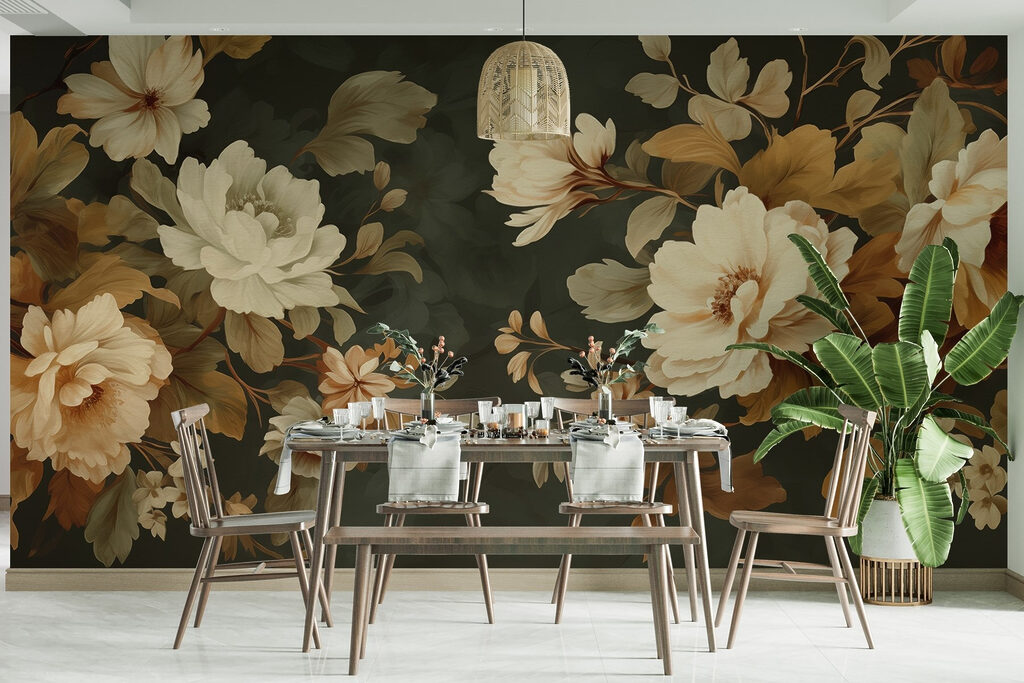 Elegant floral arrangement on dark backdrop