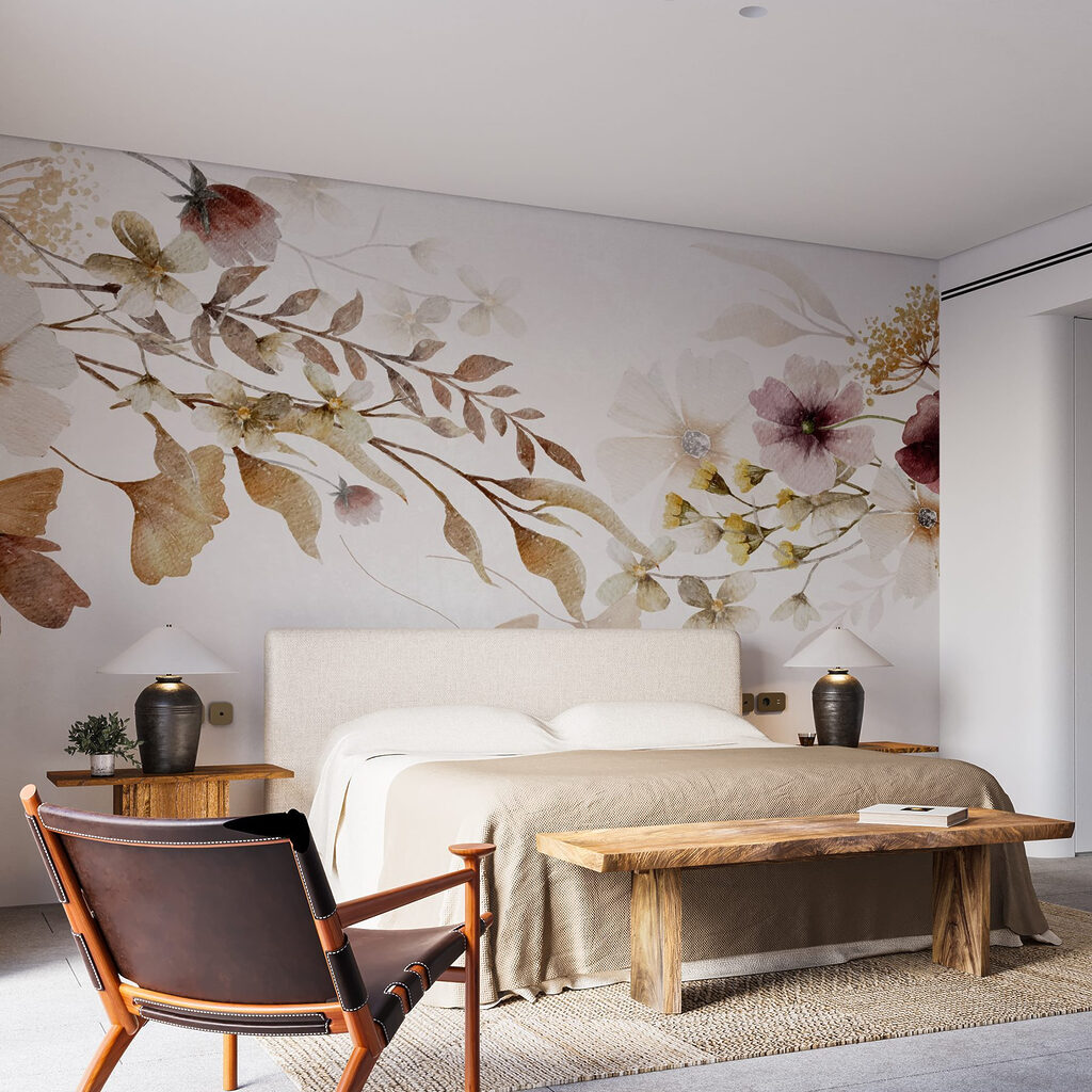 Painting of flowers and leaves