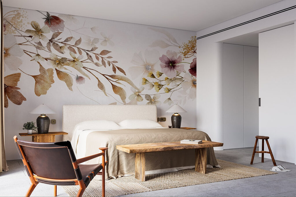 Painting of flowers and leaves