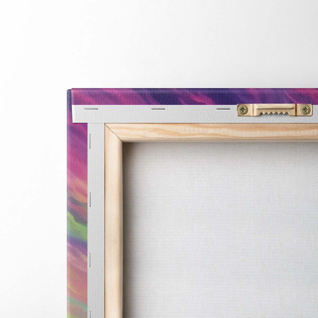 Painting of a river and mountains with trees